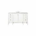 James Martin Vanities Addison 60in Single Vanity, Glossy White w/ 3 CM Arctic Fall Solid Surface Top E444-V60S-GW-3AF